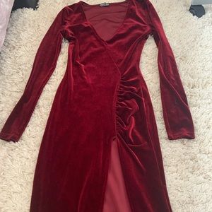 Love Sex Magic Velvet Dress- Wine